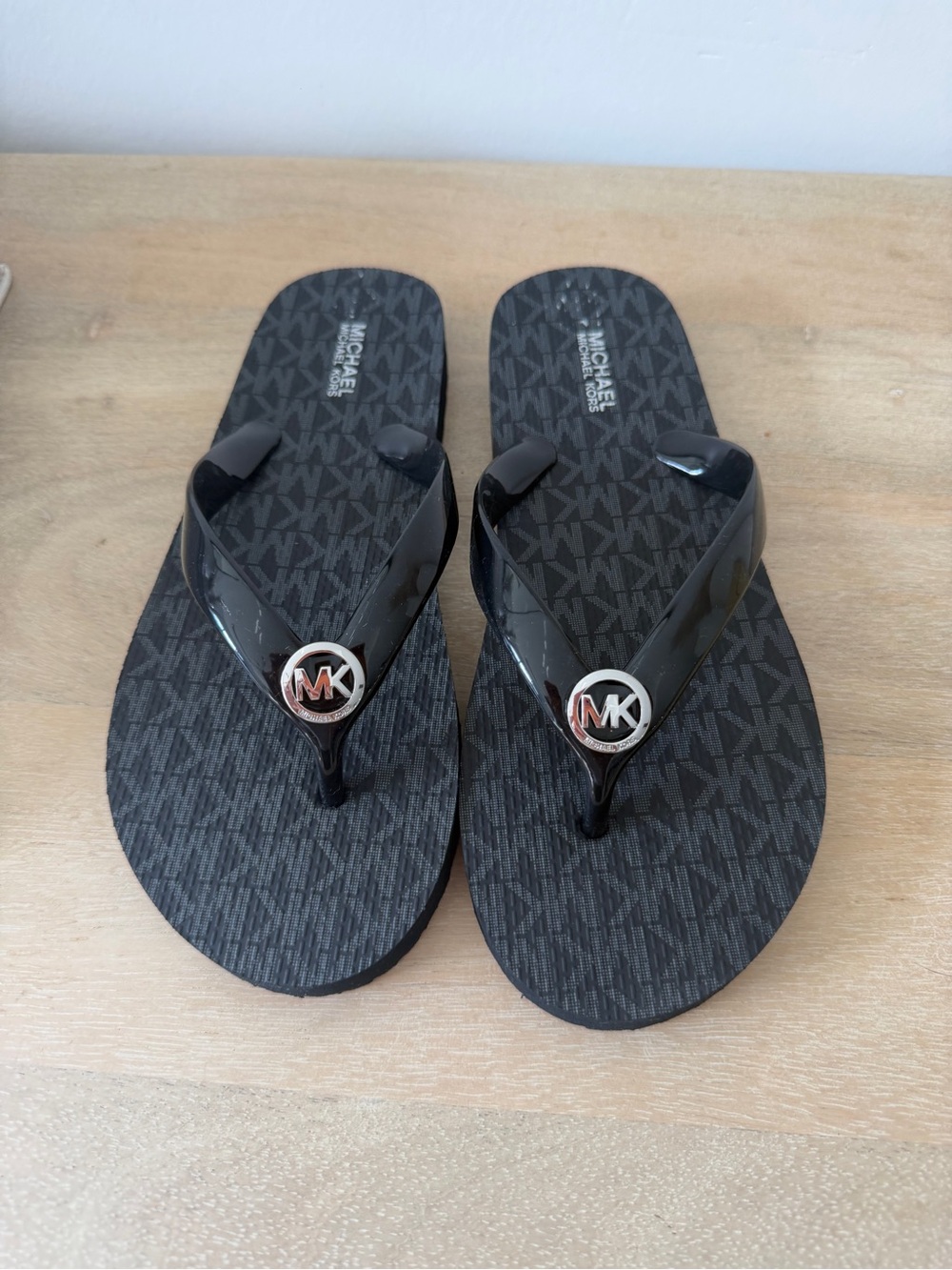 Michael Kors Black Logo Jelly Flip Sandals